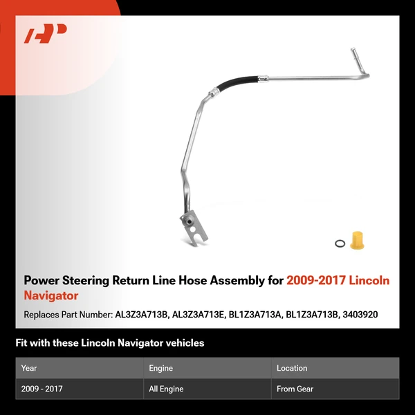 Power Steering Return Line Hose Assembly for 2009-2017 Lincoln Navigator
