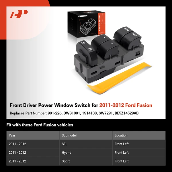 Front Driver Power Window Switch for 2011-2012 Ford Fusion