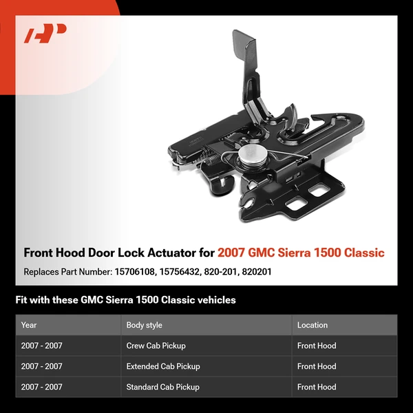 Front Hood Door Lock Actuator for 2007 GMC Sierra 1500 Classic