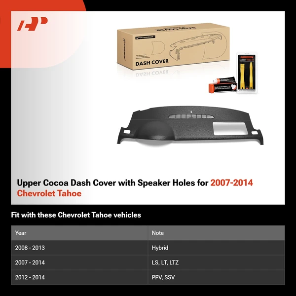 Upper Cocoa Dash Cover with Speaker Holes for 2007-2014 Chevrolet Tahoe