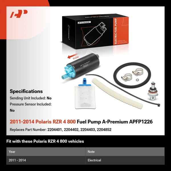 2011-2014 Polaris RZR 4 800 Fuel Pump A-Premium APFP1226