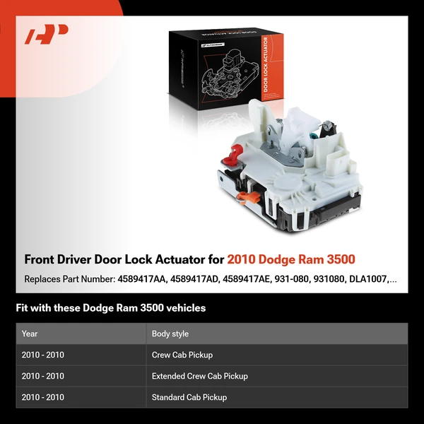 Front Driver Door Lock Actuator for 2010 Dodge Ram 3500