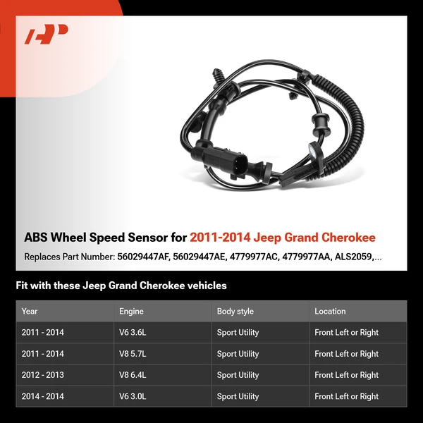 ABS Wheel Speed Sensor for 2011-2014 Jeep Grand Cherokee