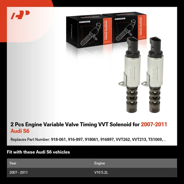 2 Pcs Engine Variable Valve Timing VVT Solenoid for 2007-2011 Audi S6
