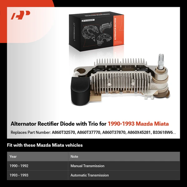 Alternator Rectifier Diode with Trio for 1990-1993 Mazda Miata