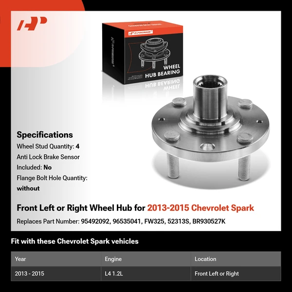 Front Left or Right Wheel Hub for 2013-2015 Chevrolet Spark