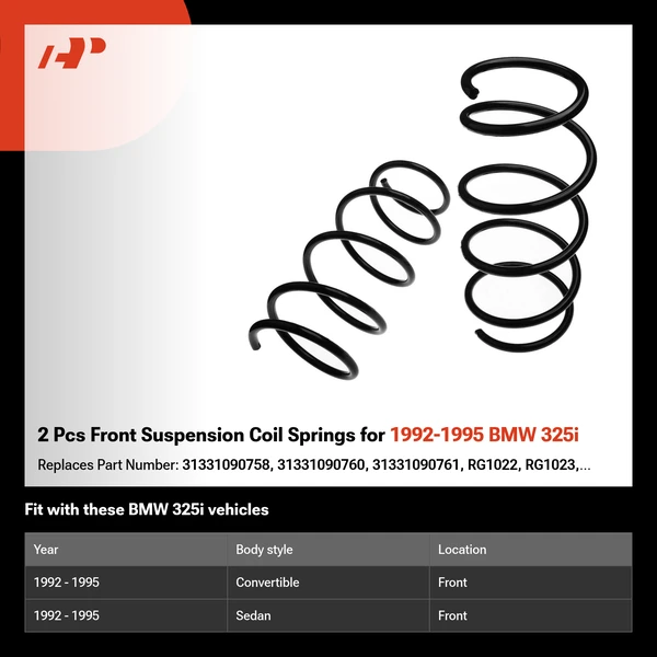 2 Pcs Front Suspension Coil Springs for 1992-1995 BMW 325i