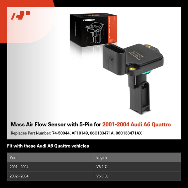 Mass Air Flow Sensor with 5-Pin for 2001-2004 Audi A6 Quattro
