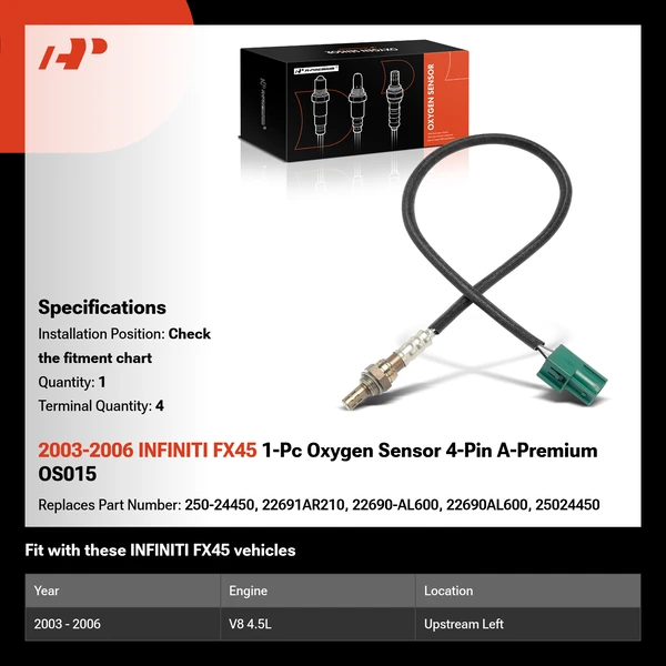 2003-2006 INFINITI FX45 1-Pc Oxygen Sensor 4-Pin A-Premium OS015