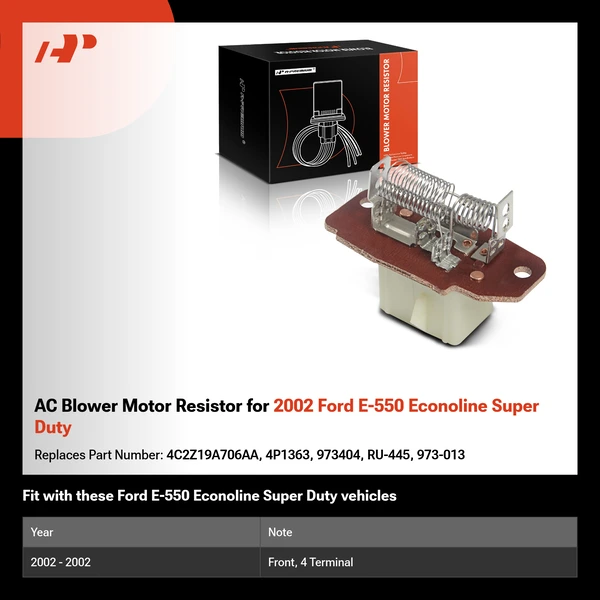 AC Blower Motor Resistor for 2002 Ford E-550 Econoline Super Duty
