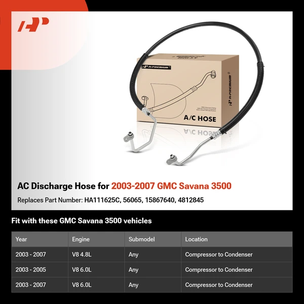 AC Discharge Hose for 2003-2007 GMC Savana 3500
