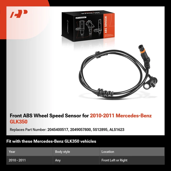 Front ABS Wheel Speed Sensor for 2010-2011 Mercedes-Benz GLK350