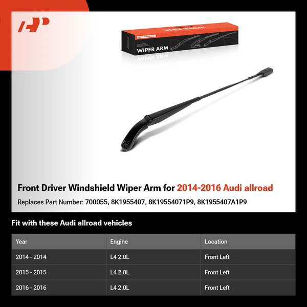Front Driver Windshield Wiper Arm for 2014-2016 Audi allroad
