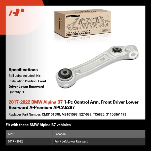 2017-2022 BMW Alpina B7 1-Pc Control Arm, Front Driver Lower Rearward A-Premium APCA6287