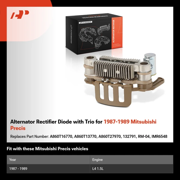 Alternator Rectifier Diode with Trio for 1987-1989 Mitsubishi Precis