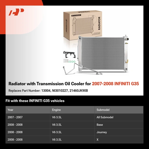 Radiator with Transmission Oil Cooler for 2007-2008 INFINITI G35
