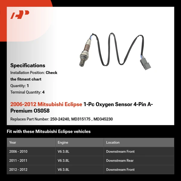 2006-2012 Mitsubishi Eclipse 1-Pc Oxygen Sensor 4-Pin A-Premium OS058