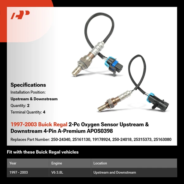 1997-2003 Buick Regal 2-Pc Oxygen Sensor Upstream & Downstream 4-Pin A-Premium APOS0398