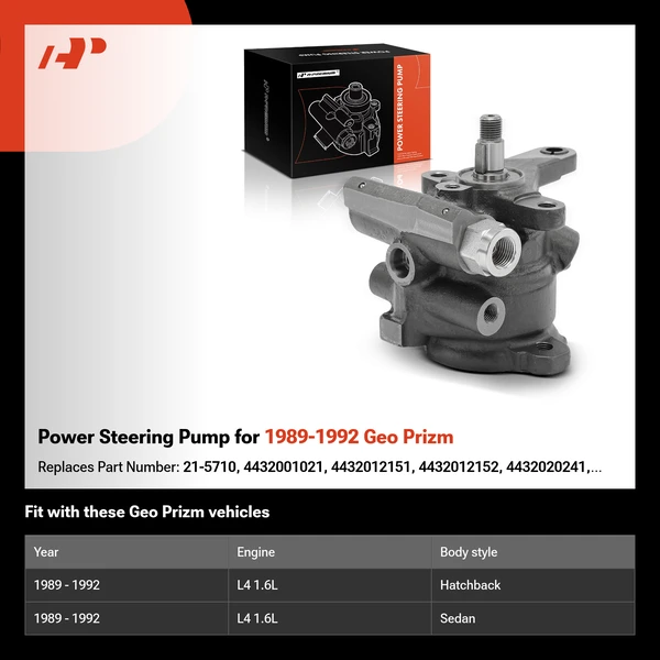 Power Steering Pump for 1989-1992 Geo Prizm