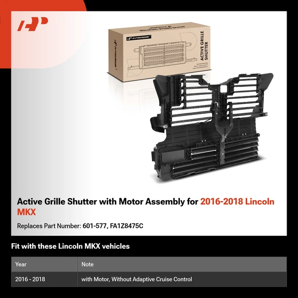 Active Grille Shutter with Motor Assembly for 2016-2018 Lincoln MKX