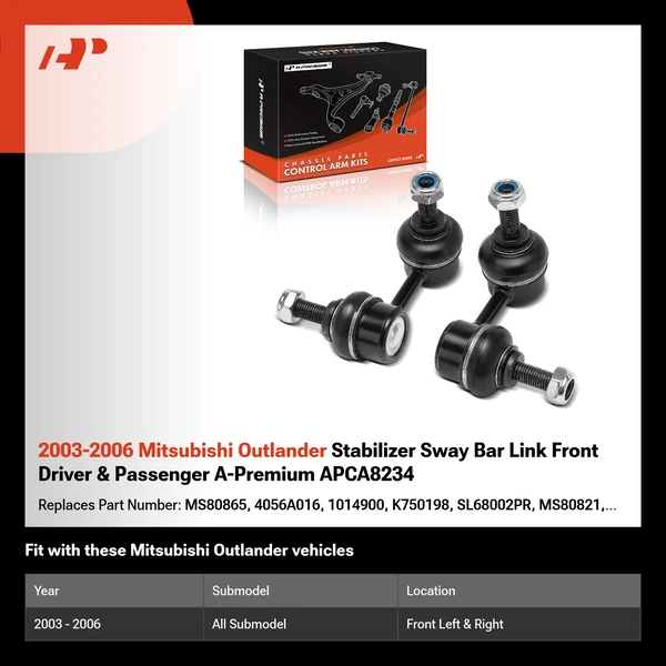 2003-2006 Mitsubishi Outlander Stabilizer Sway Bar Link Front Driver & Passenger A-Premium APCA8234