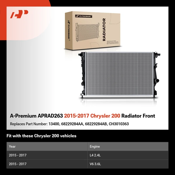 A-Premium APRAD263 2015-2017 Chrysler 200 Radiator Front