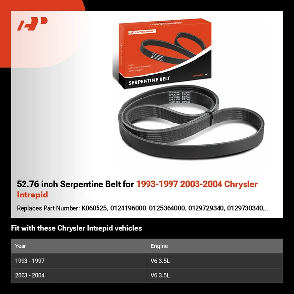 52.76 inch Serpentine Belt for 1993-1997 2003-2004 Chrysler Intrepid