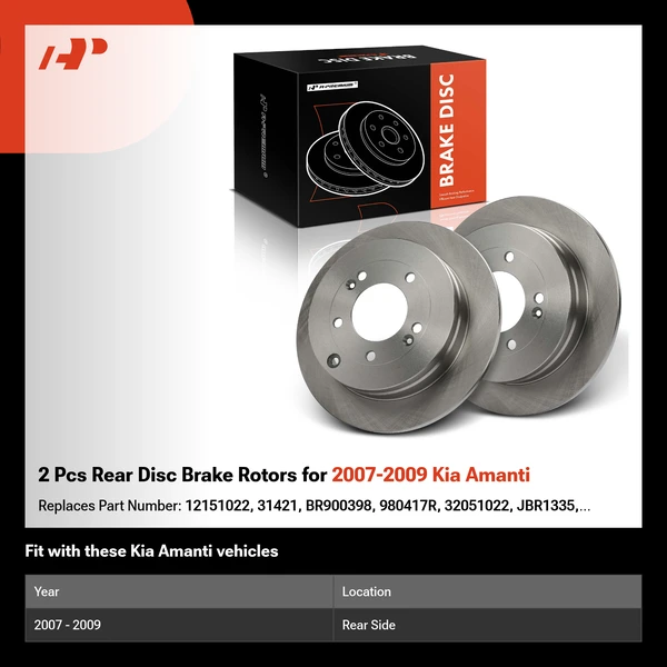 2 Pcs Rear Disc Brake Rotors for 2007-2009 Kia Amanti