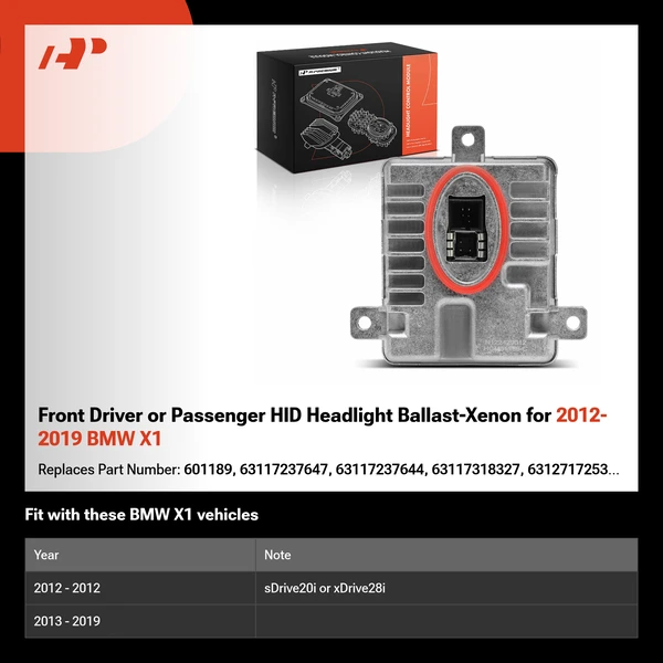Front Driver or Passenger HID Headlight Ballast-Xenon for 2012-2019 BMW X1