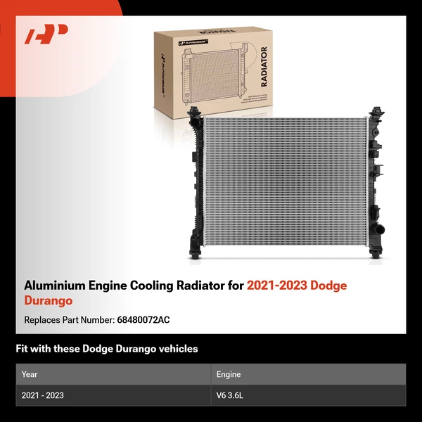 Aluminium Engine Cooling Radiator for 2021-2023 Dodge Durango