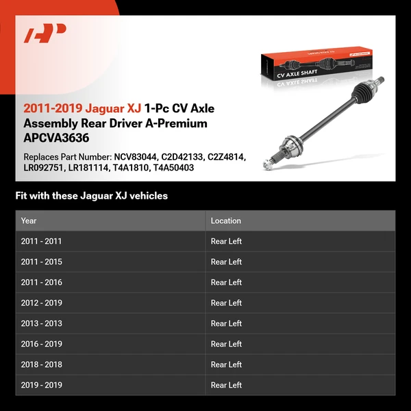 2011-2019 Jaguar XJ 1-Pc CV Axle Assembly Rear Driver A-Premium APCVA3636