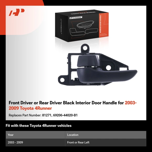 Front Driver or Rear Driver Black Interior Door Handle for 2003-2009 Toyota 4Runner