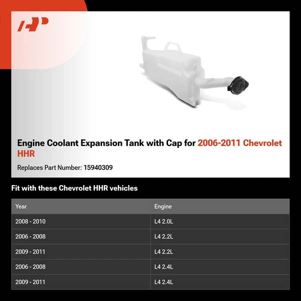 Engine Coolant Expansion Tank with Cap for 2006-2011 Chevrolet HHR