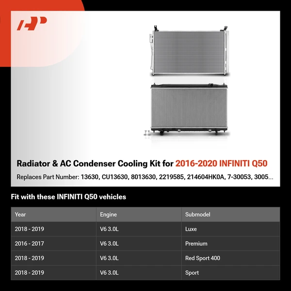 Radiator & AC Condenser Cooling Kit for 2016-2020 INFINITI Q50