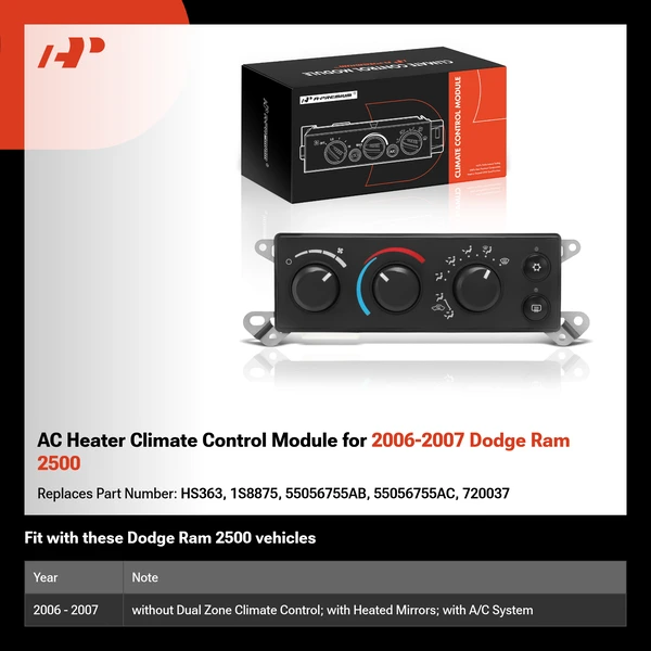 AC Heater Climate Control Module for 2006-2007 Dodge Ram 2500