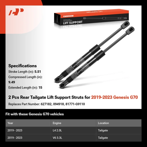 2 Pcs Rear Tailgate Lift Support Struts for 2019-2023 Genesis G70