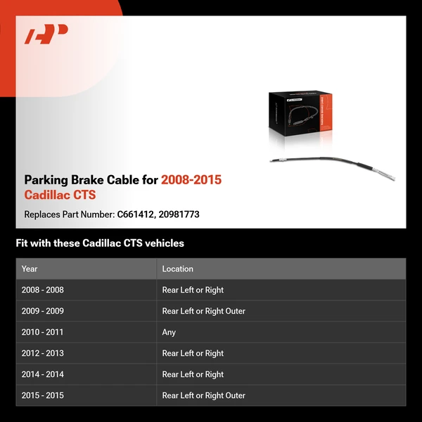 Parking Brake Cable for 2008-2015 Cadillac CTS