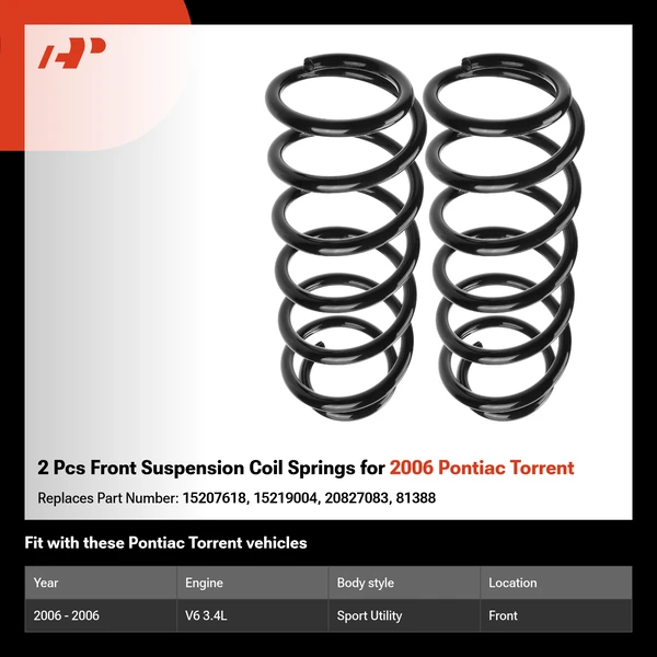 2 Pcs Front Suspension Coil Springs for 2006 Pontiac Torrent