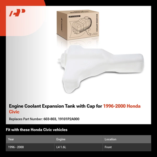 Engine Coolant Expansion Tank with Cap for 1996-2000 Honda Civic