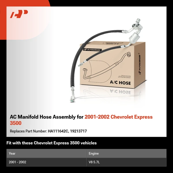 AC Manifold Hose Assembly for 2001-2002 Chevrolet Express 3500