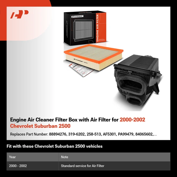 Engine Air Cleaner Filter Box with Air Filter for 2000-2002 Chevrolet Suburban 2500