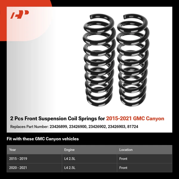 2 Pcs Front Suspension Coil Springs for 2015-2021 GMC Canyon