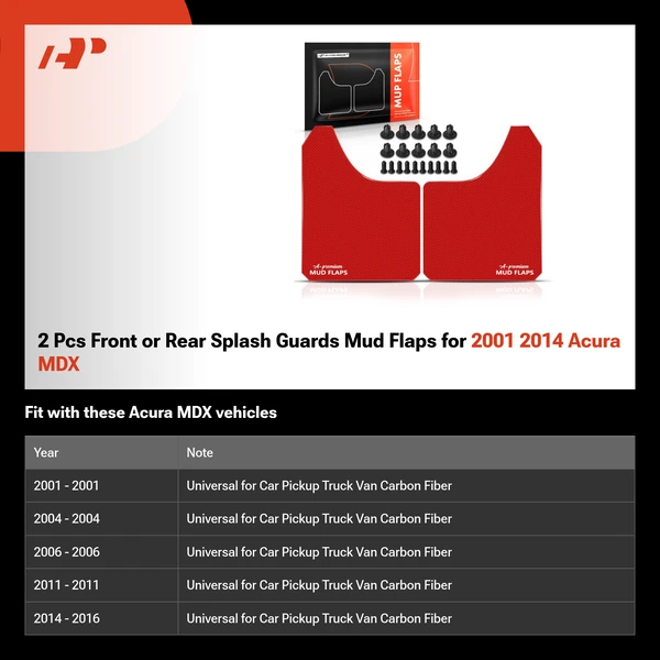 2 Pcs Front or Rear Splash Guards Mud Flaps for 2001 2014 Acura MDX