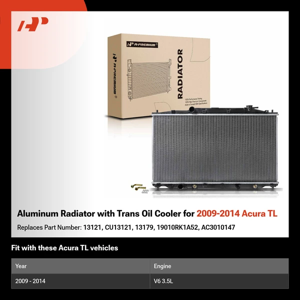 Aluminum Radiator with Trans Oil Cooler for 2009-2014 Acura TL