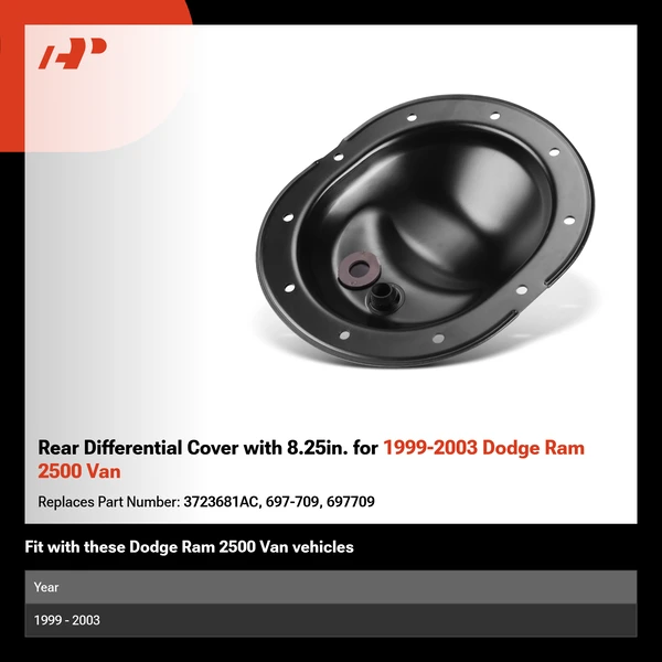 Rear Differential Cover with 8.25in. for 1999-2003 Dodge Ram 2500 Van