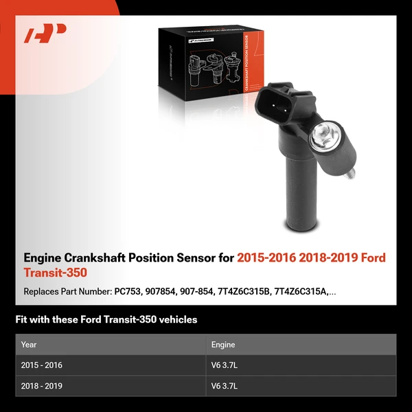 Engine Crankshaft Position Sensor for 2015-2016 2018-2019 Ford Transit-350