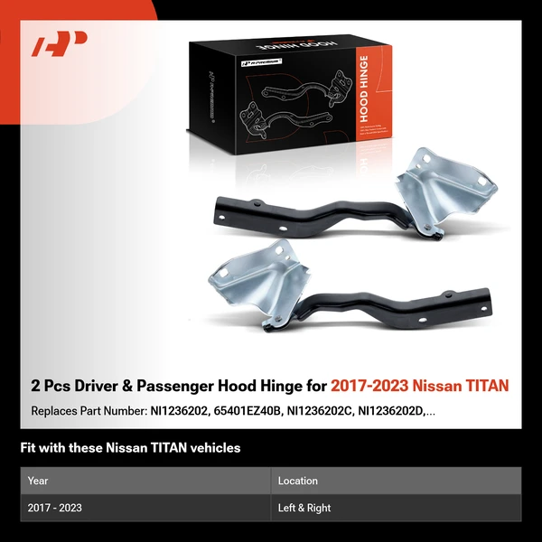 2 Pcs Driver & Passenger Hood Hinge for 2017-2023 Nissan TITAN
