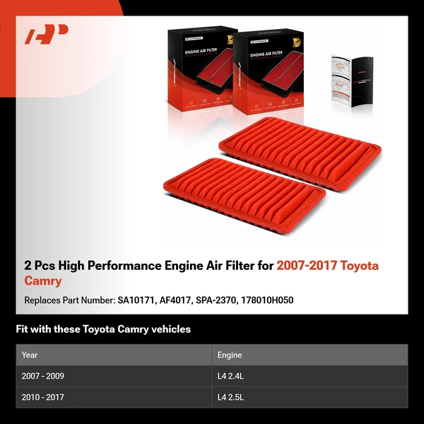 2 Pcs High Performance Engine Air Filter for 2007-2017 Toyota Camry