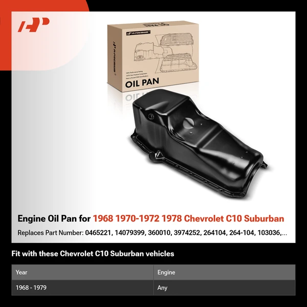 Engine Oil Pan for 1968 1970-1972 1978 Chevrolet C10 Suburban