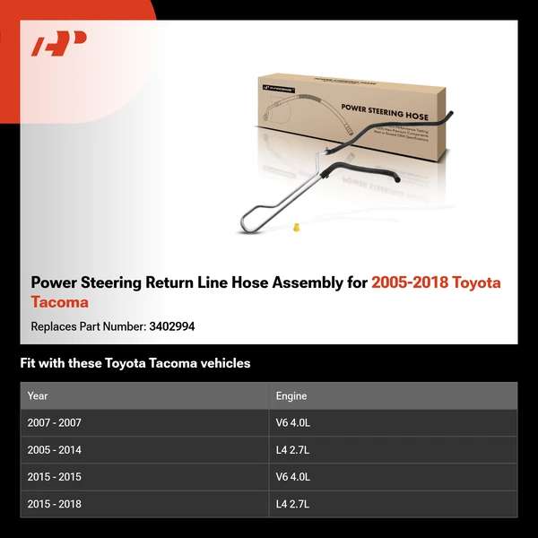 Power Steering Return Line Hose Assembly for 2005-2018 Toyota Tacoma
